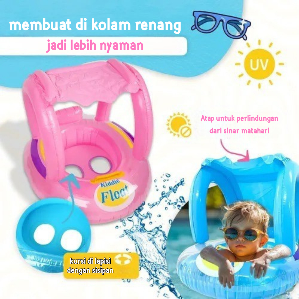 Pelampung Renang Anak Lucu Motif Tirai Kiddie Float Bahan Eco PVC Motif  Anti Slip dan Tebal