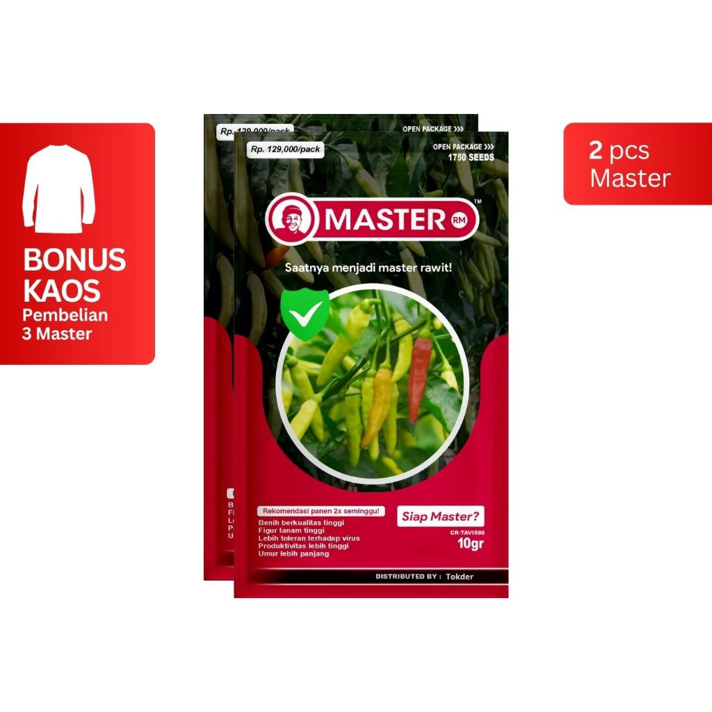 2 MASTER Benih Bibit Cabe Rawit 1750 butir tipe RM