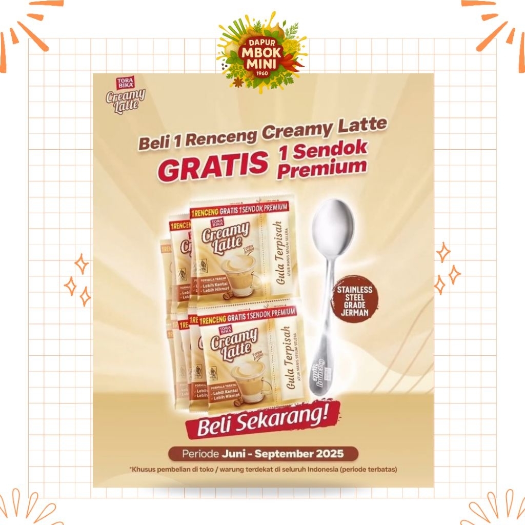 ( Gratis Sendok ) Torabika Creamy Latte - Kopi Promo 10 Sachet/1 Renteng Torabika Creamy Latte + Gra