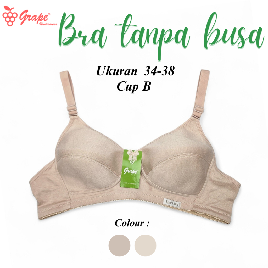 Bra Sport Wanita - Cup B Ukuran 34-40 | Full Cup Motif Polos Kait 2 | Grape Underwear