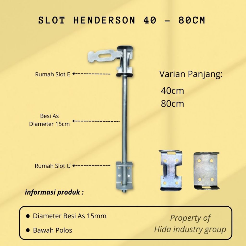 Slot Henderson Polos - Aksesoris pintu besi - Ornament kuncian pintu gebyok