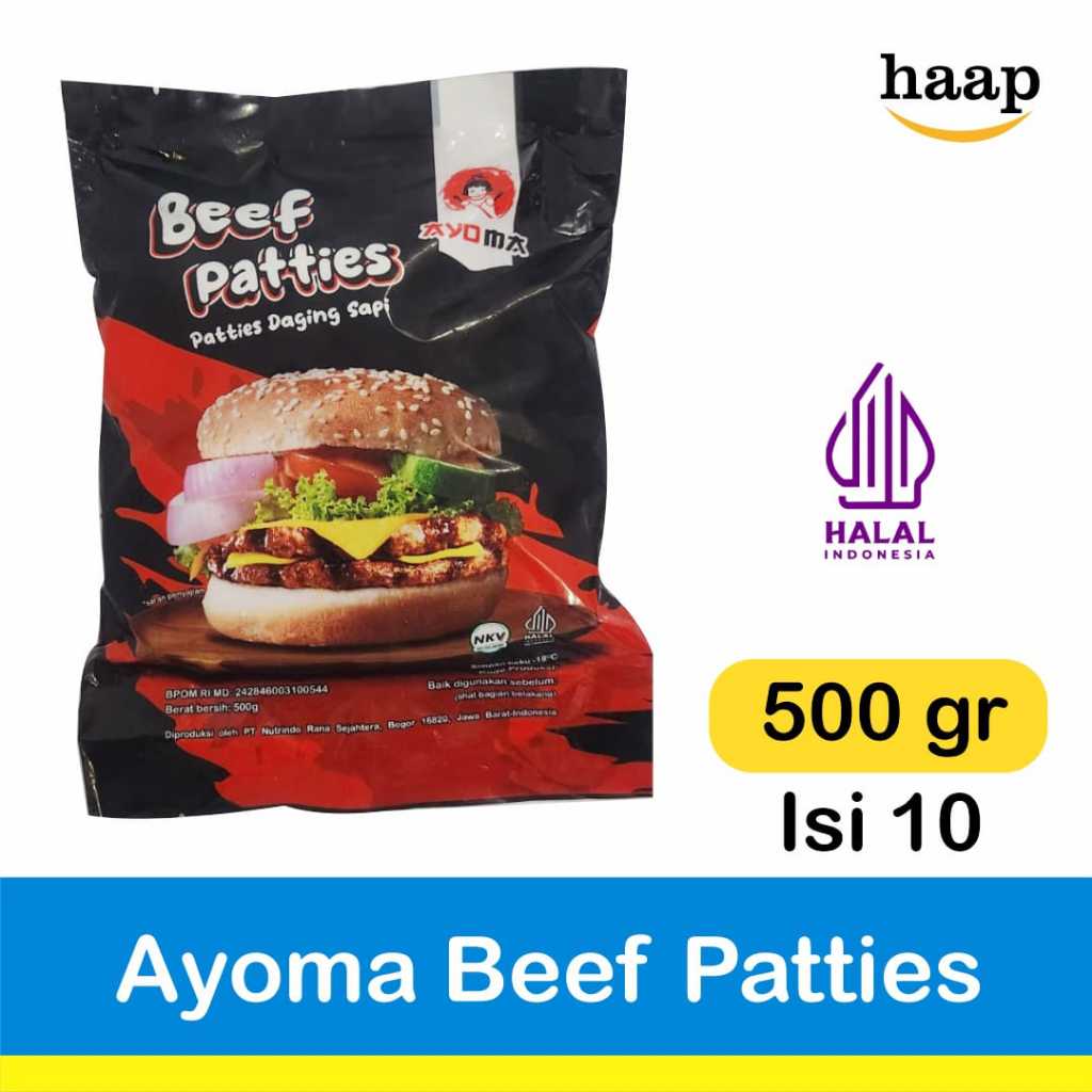 

Ayoma Beef Patties 500gr Isi 10 / Daging Burger / Isian Burger