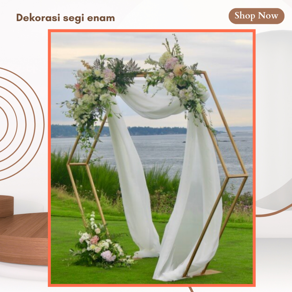 DEKORASI SEGI ENAM / HEXAGON BESI PELAMINAN WEDDING LAMARAN