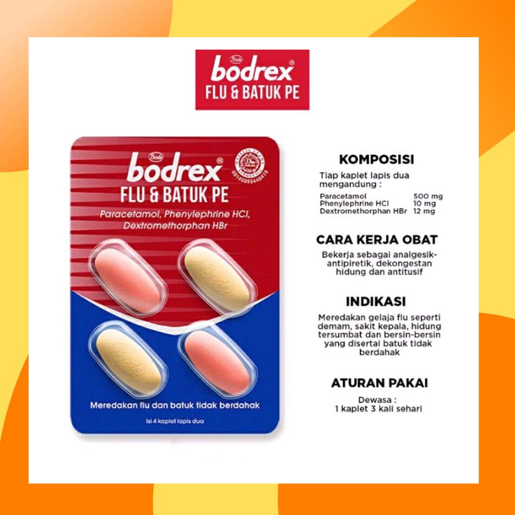 Bodrex Flu & Batuk PE Meredakan Demam Batuk & Flu. ( strip )