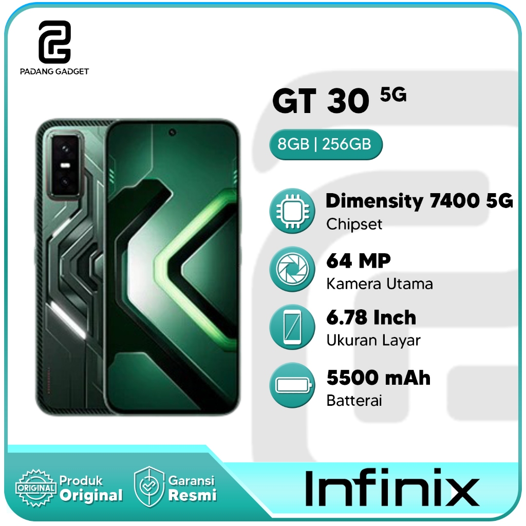 Infinix GT 30 5G 8+8/256GB | Dimensity 7400 5G | Dual Sony Camera Hp Smartphone Gaming Garansi Resmi