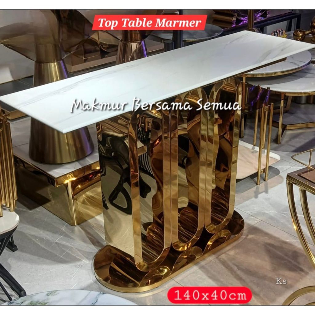 Meja Konsul Marmer 140cm  Meja Etalase  Meja Hias  Meja Pajangan  Meja Sudut  Meja Marmer