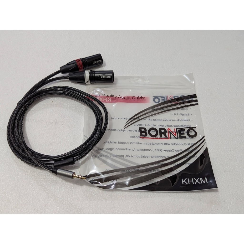 Kabel input Hp ke mixer jack 3.5mm to 2 canon xlr male Borneo bagus Jack hp to canon male