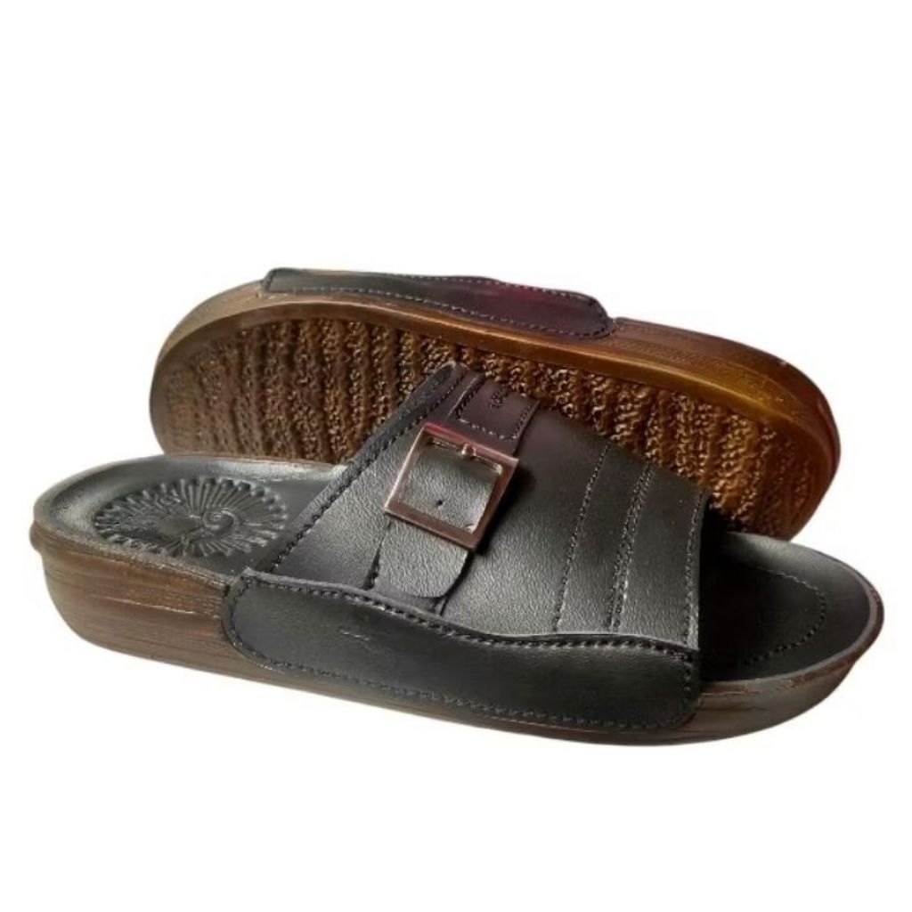 SANDAL KULIT INDIAN GESPER SANDAL SELOP PRIA KULIT ASLI