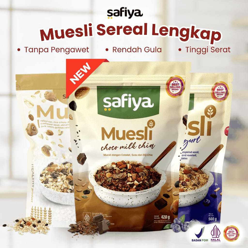 

Safiya Muesli Choco Milk 420 Gram With Chiaseed Sereal Oatmeal Diet Premium