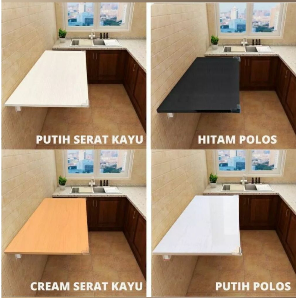 Meja Lipat Tempel Dinding,Ukuran Bracket 120 x 50 cm 80 x 40 cm 60 x 40 cm 60 x 30 cm 80 x 20 cm