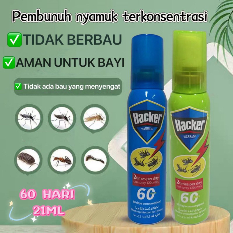 Obat nyamuk semprot mini hacker, nyamuk mati dengan 1 kali semprotan aman untuk bayi dan ibu hamil H