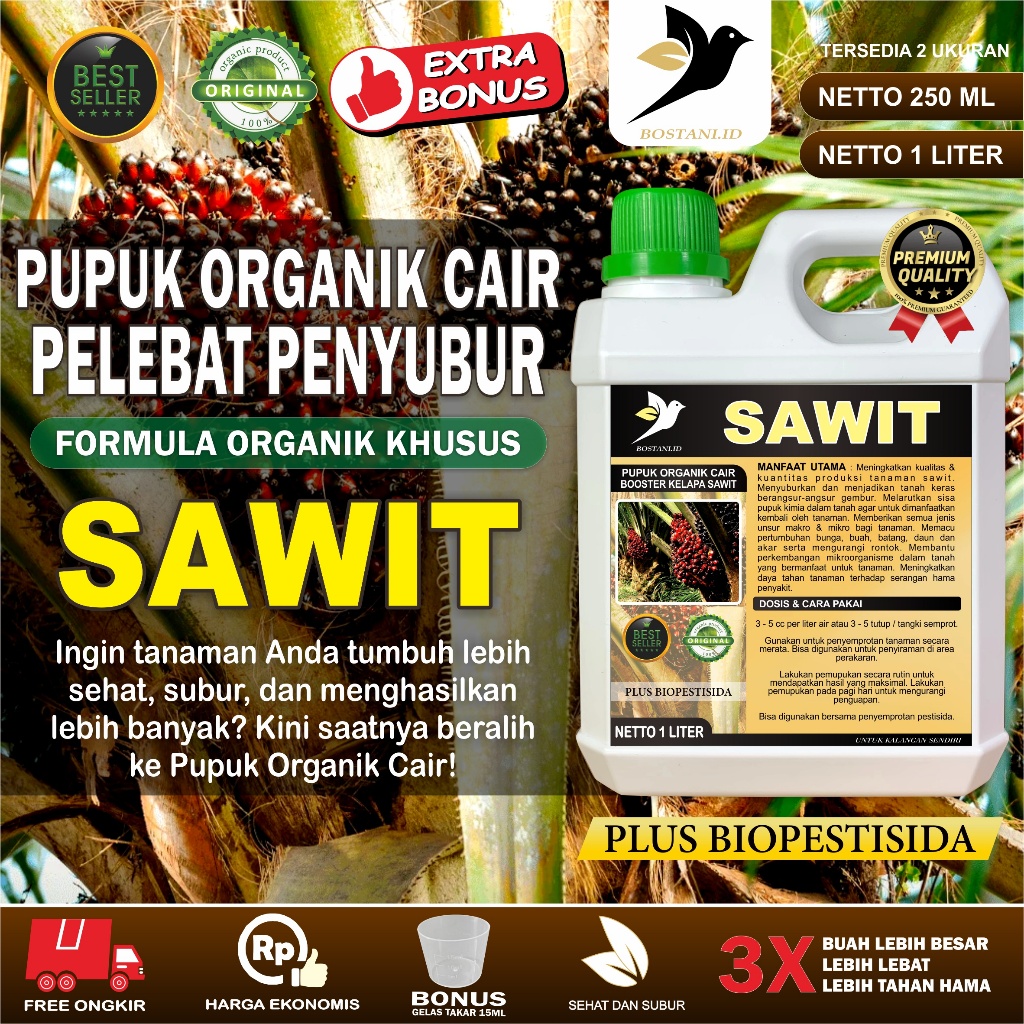 Pupuk Organik Cair Sawit - Booster Kelapa Sawit - Pupuk Sawit Cair - Pupuk Pelebat Sawit , Pupuk Pen