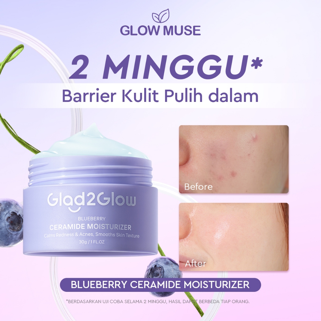 [100% ORI] Glad2Glow Blueberry Moisturizer 5% Ceramide Menjaga penghalang kulit Perbaikan wajah Pera
