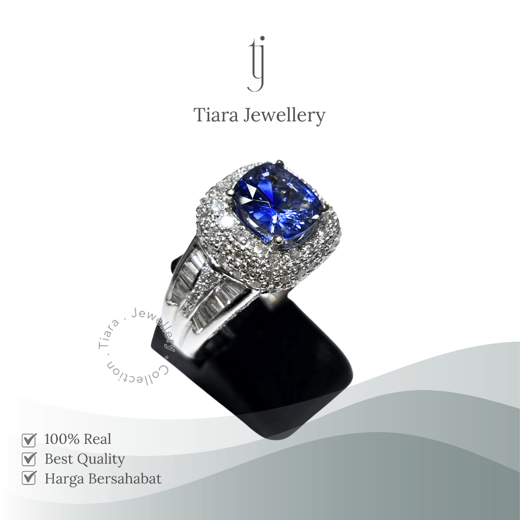 Tiara Jewellery - Blue Sapphire Men's Fashion Ring 18K White Gold [MS12] / Cincin Fashion Cowok Batu
