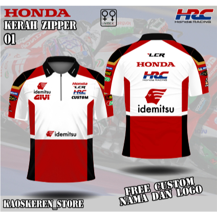 jersey motogp honda racing kerah zipper baju lcr hrc kaos motogp hrc
