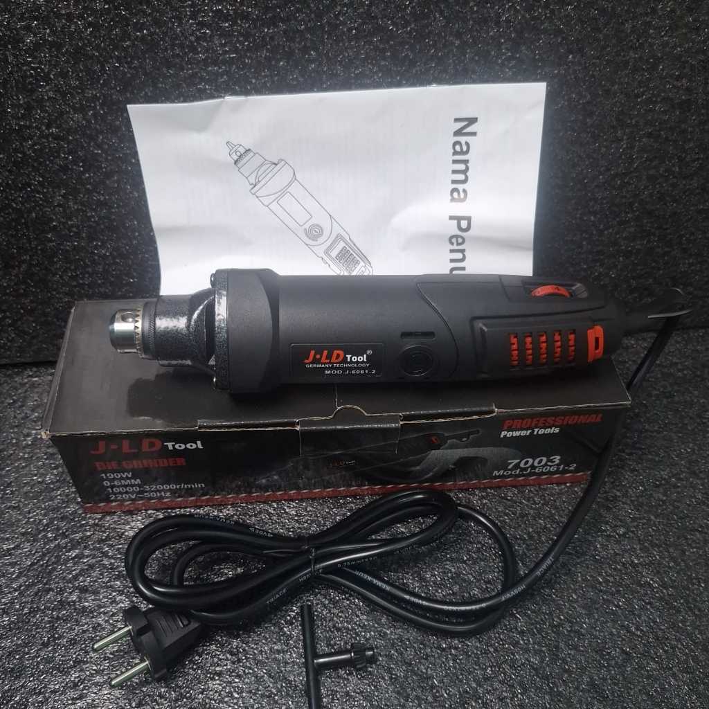 JLD Electric Mini Die Drill Grinder Carver Set Mesin Bor Tuner Listrik Chuck 6MM Power Rotary Tool A