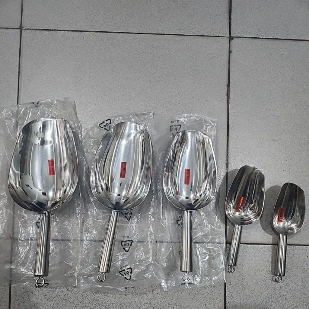 Sekop Es Batu Stainless Fujinex Skop tepung Sendok Es batu stainles Sendok es panjang Sendok tepung 