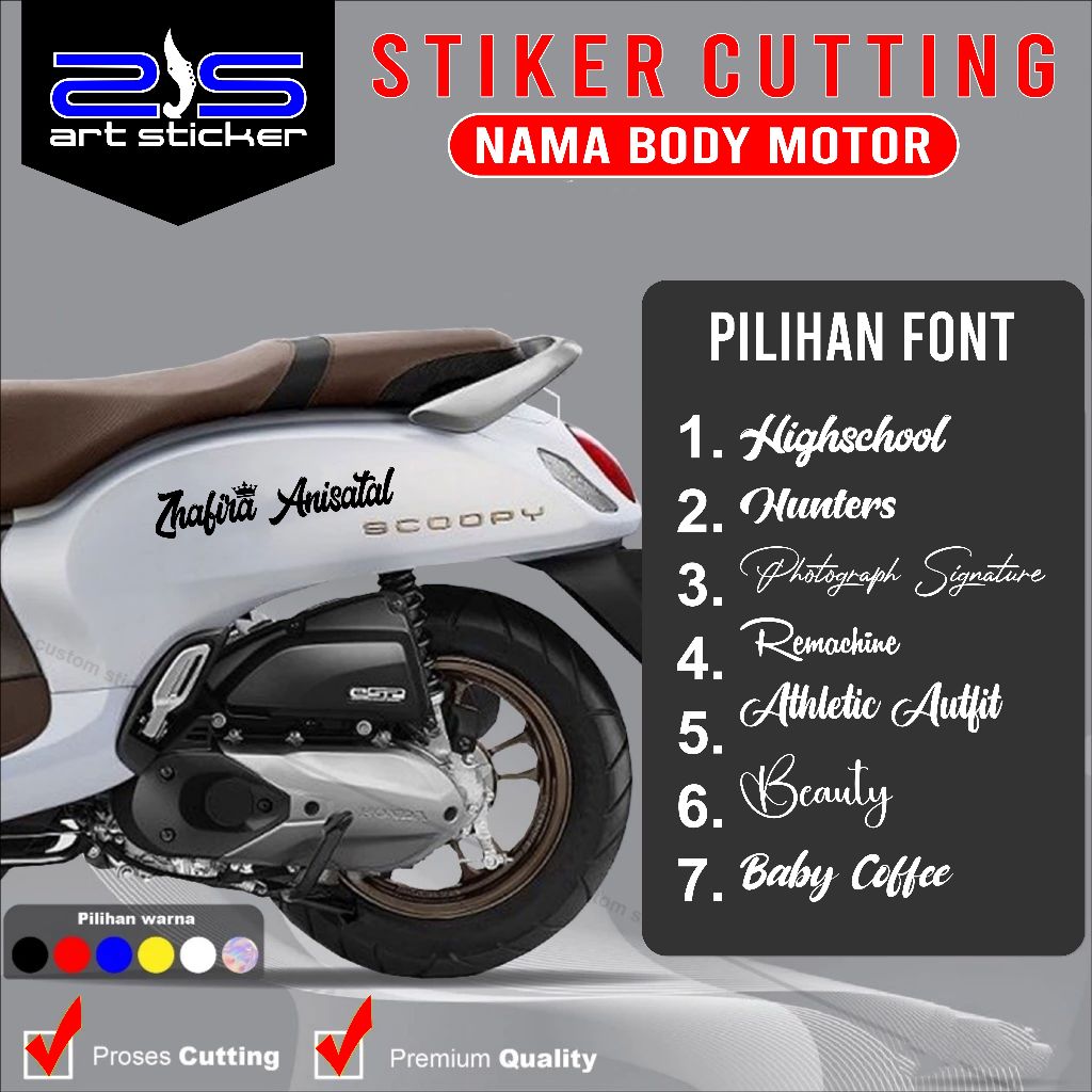 STIKER CUSTOM NAMA BODY SCOOPY - STIKER CUTTING CUSTOM NAMA BODY MOTOR - STIKER CUSTOM NAMA BODY MOT