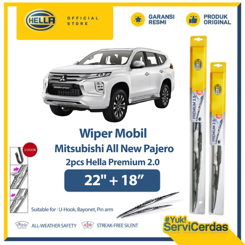 Wiper Mobil MITSUBISHI All New Pajero  22” + 18” (2pcs) - HELLA Premium 2.0
