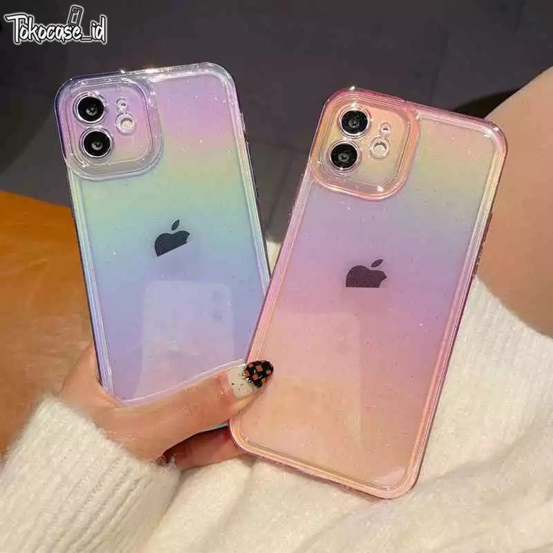 Rci049 Case Casing Handphone Tpu Softcase Clear Pelangi Compatible Iphone X Xr 11 12 13 14 Pro Proma