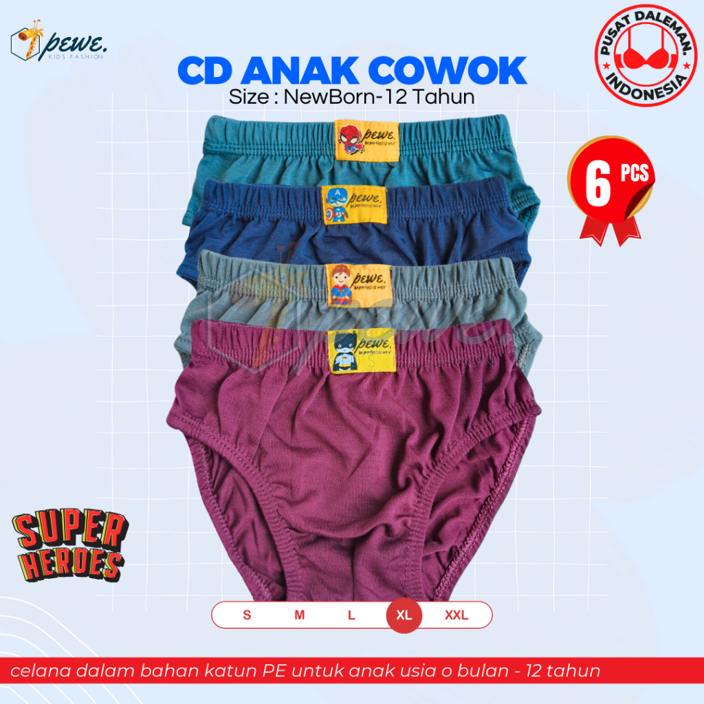 6 Pcs Sempak Anak Laki laki Polos Anak Cowok 12-13 tahun Celana Dalam Anak Laki Sempak Anak Cowok Mo