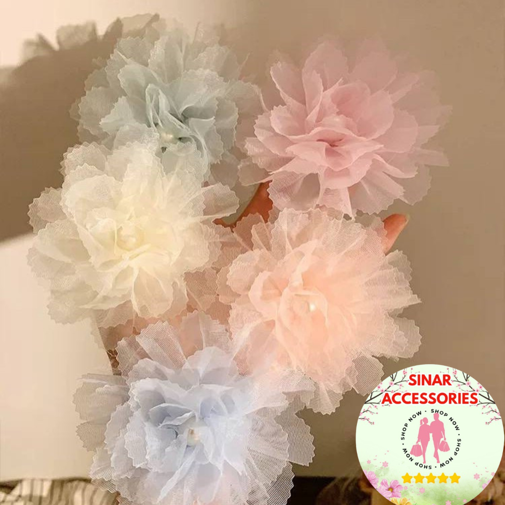 SA Jepit BUNGA ORGANZA Jepitan Rambut Wanita Korea Style/Jepit Rambut Kain Motif Bunga Organza Akses