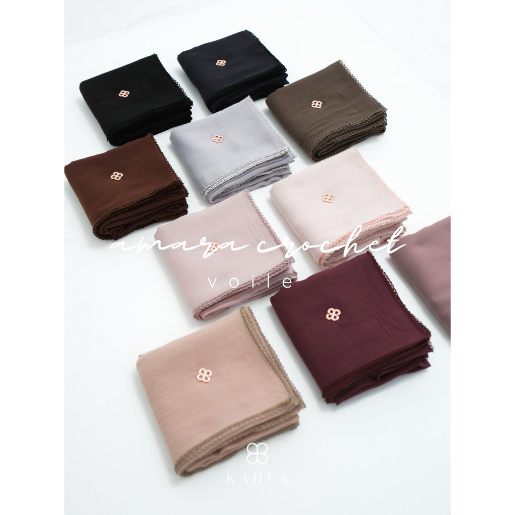 KAHLA Amara Voal Miracle 140x140 Crochet Neci | Hijab Voal Premium Syari | Jilbab Segiempat Jumbo