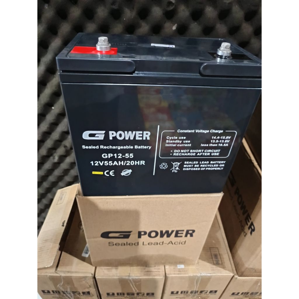 Battery Gpower sealed lead-Acid 12v55ah suport plts, pju, beckup ups