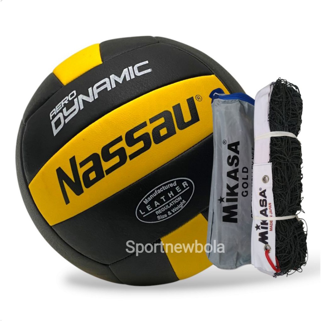 ( Satu Paket) Bola Voli NASSAU DINAMIC Size 5 Asli Jahit . Bola Volley Nassau Voly Volly