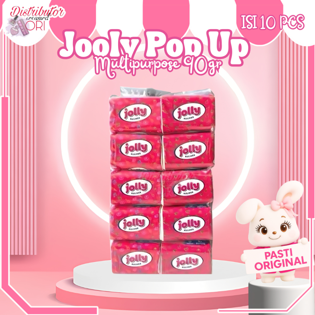 [PAKET ISI 10 ]  Tissue Jolly Pop Up Multipurpose 90gr  (Up To 200SHEET) | Distributor Cream Ori