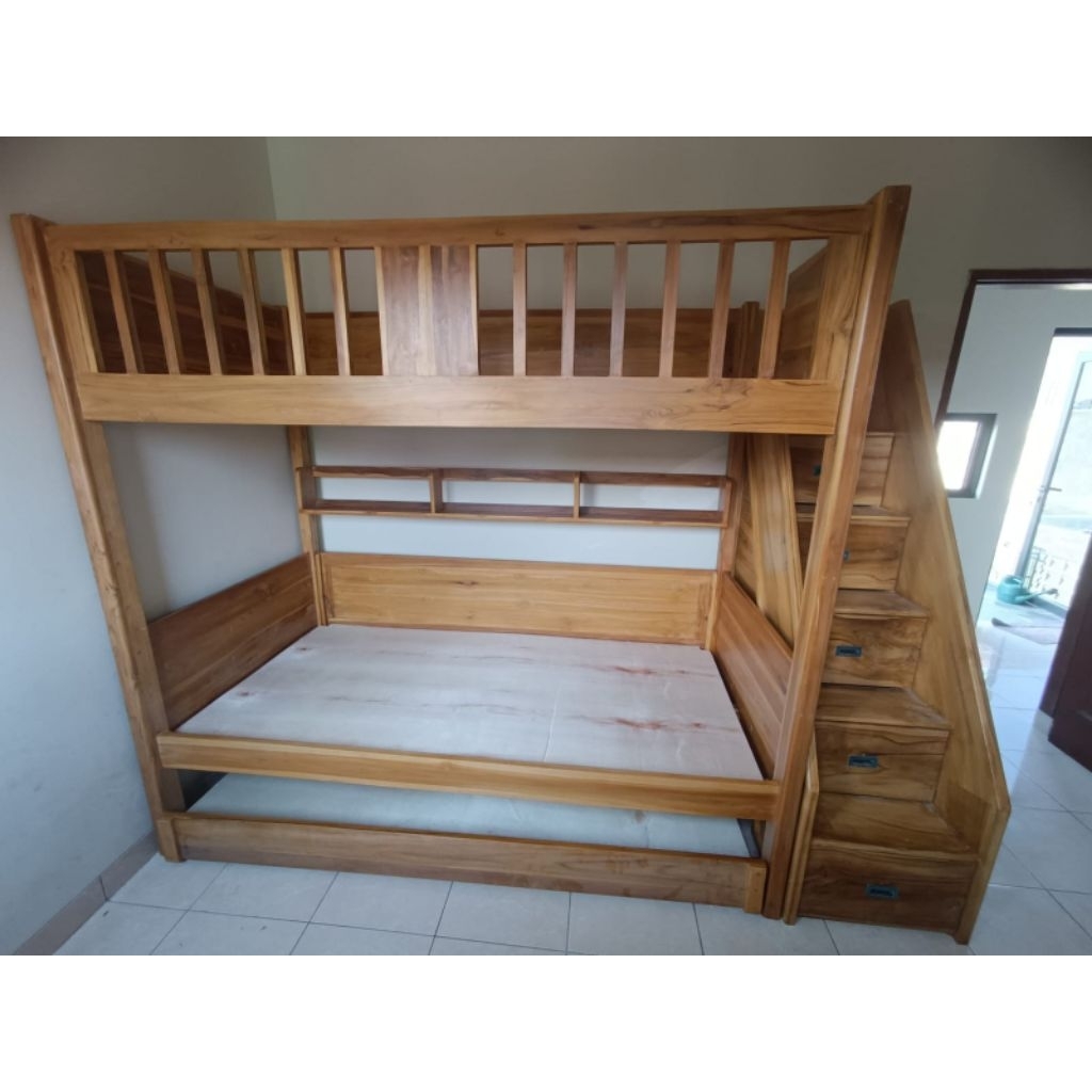 RANJANG SUSUN TANGGA LACI KAYU JATI ASLI