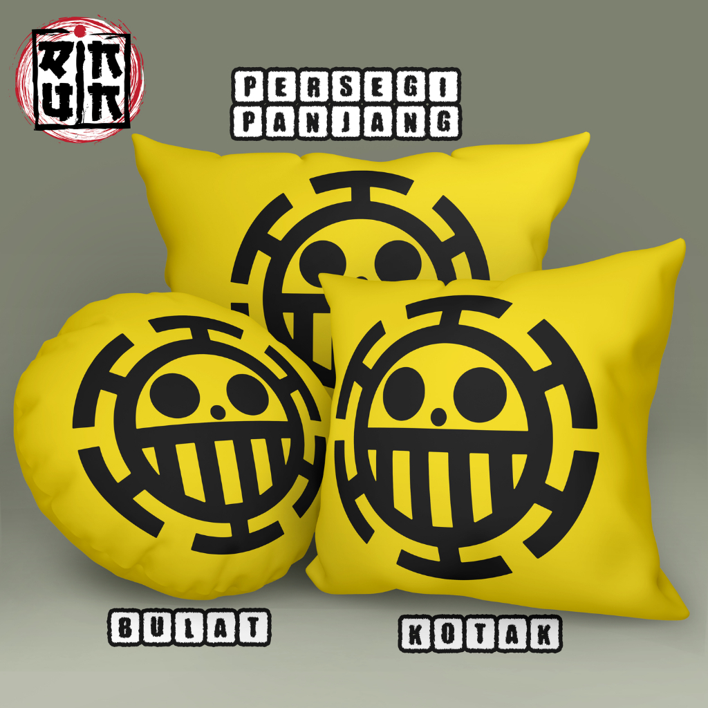 Bantal Sofa Bulat / Kotak / Persegi Panjang One Piece Heart Pirate Trafalgar Law Jolly Roger Bendera