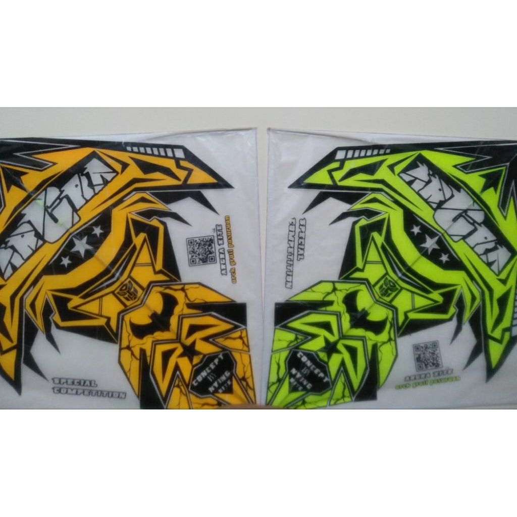 Layangan Sukhoi 2 Warna Stabilo, Arku Lilitan Full Petung, 1 Pack isi 5 Pcs.