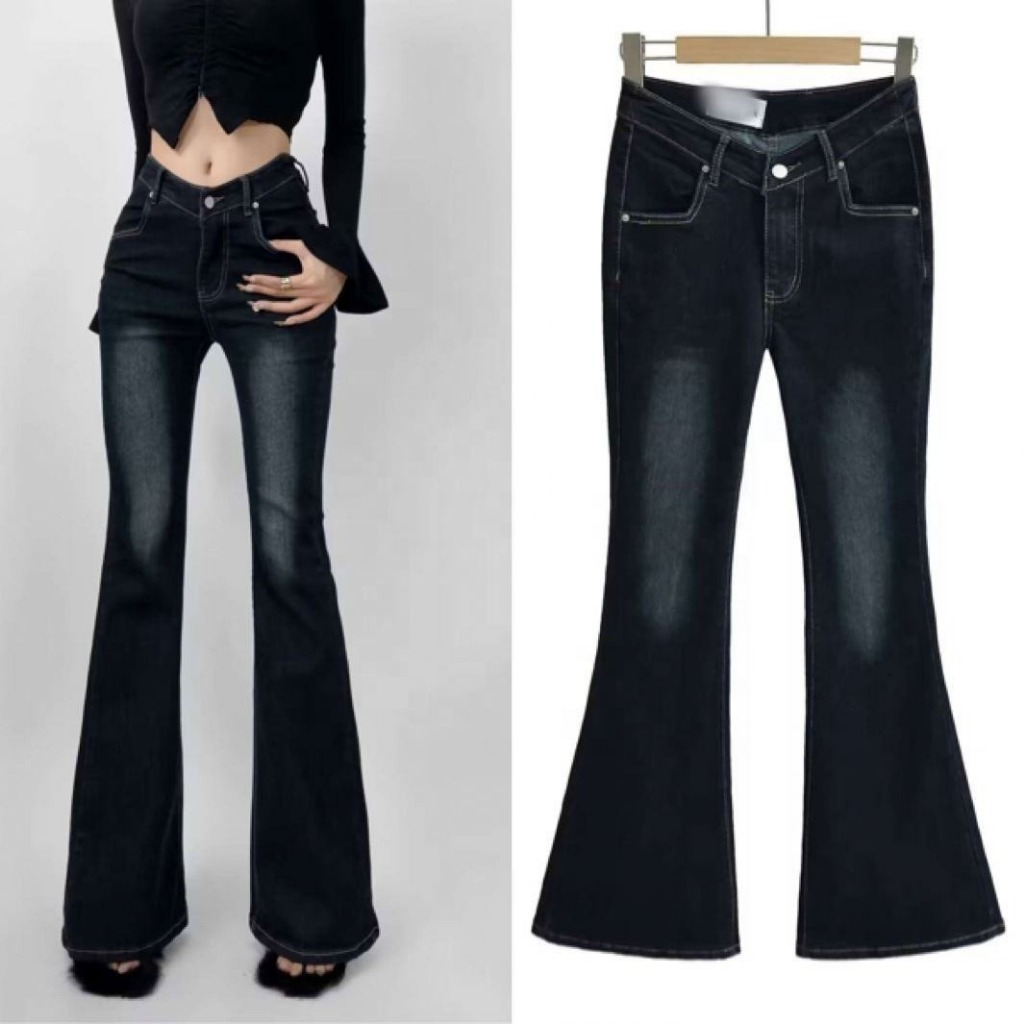 Highwaist Cutbray Jeans Retro Celana Jeans Cutbray Wanita Model Retro  Korea Terbaru jeans vintage