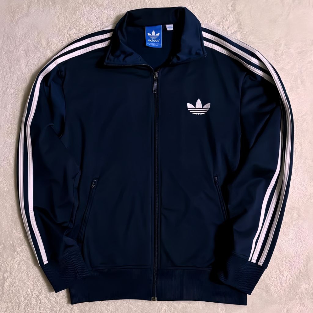 ADIDAS FIREBIRD NAVY TRACKTOP 3 STRIPES WHITE ORIGINAL