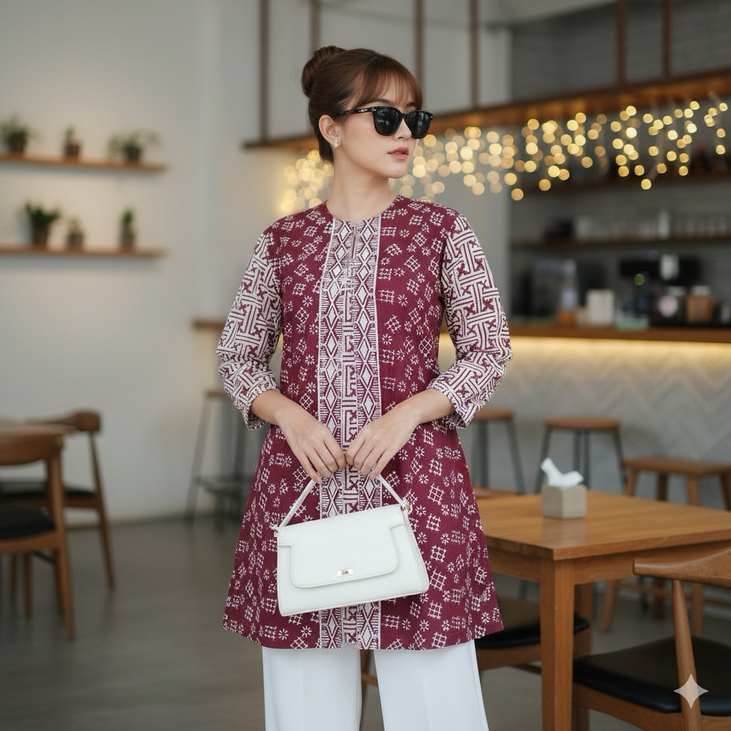 Shanaya Tunik Batik Sukma Batik Cap Garutan Cantik Untuk Kerja