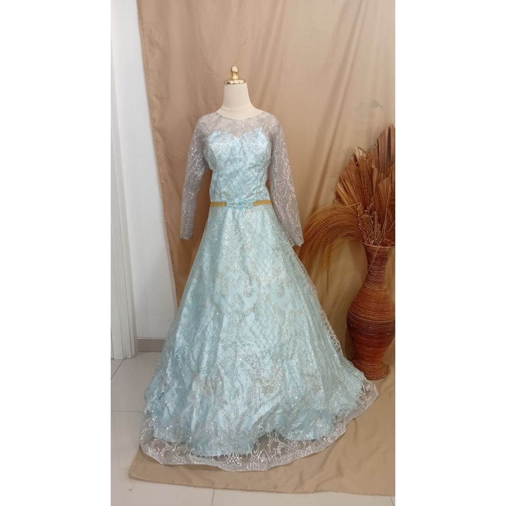 sewa gaun biru-sewa gaun pesta-sewa gaun mermaid