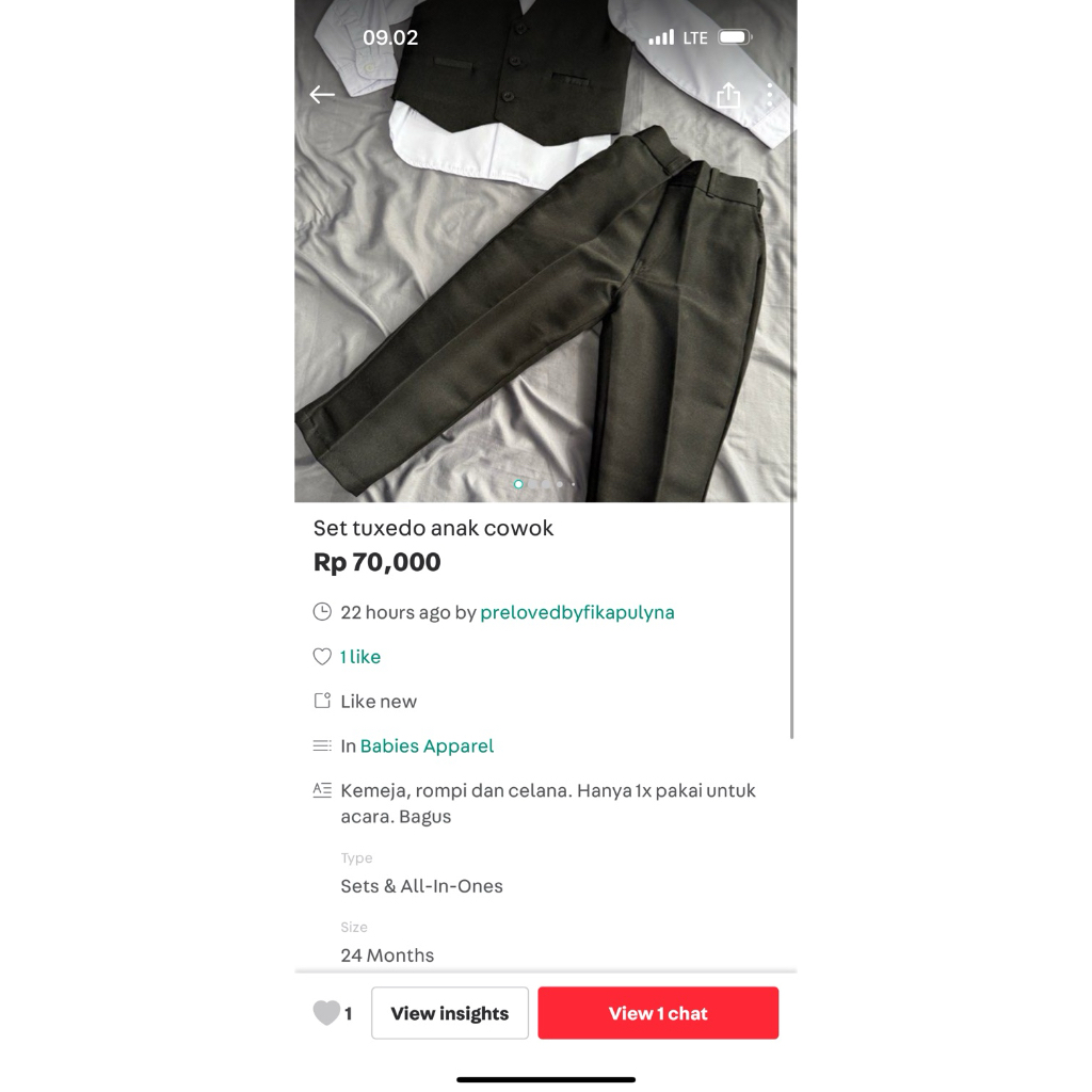 tuxedo anak preloved