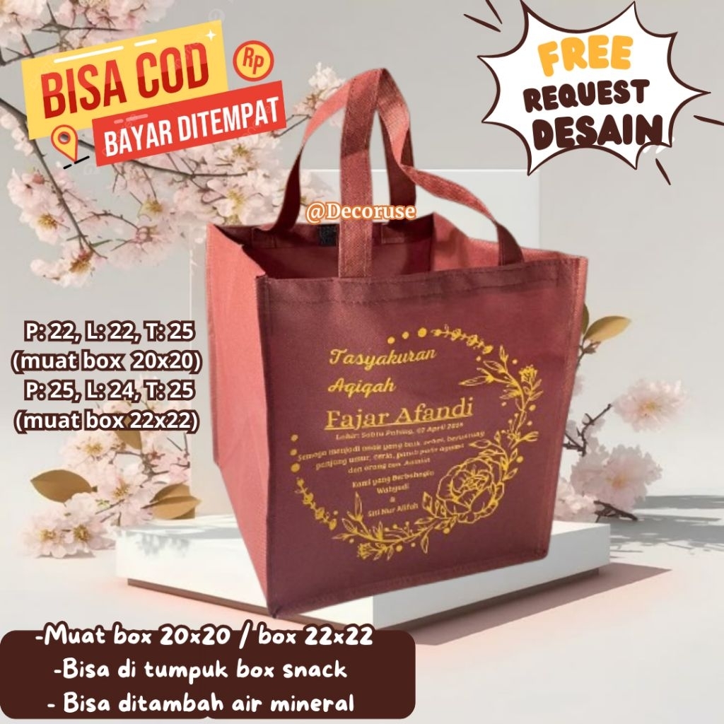 Tas Aqiqah Tas Khitan Tas Tasyakuran Tas berkat Tas Sablon Goodiebag Jumbo Full Jahit