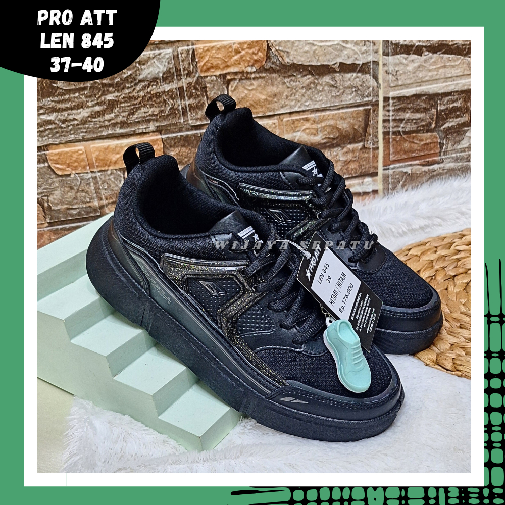 WIJAYA - Sepatu Tali PRO ATT LEN 845 37-40 / Sepatu Sekolah Hitam / Sepatu Sneakers Anak / Sepatu Ta