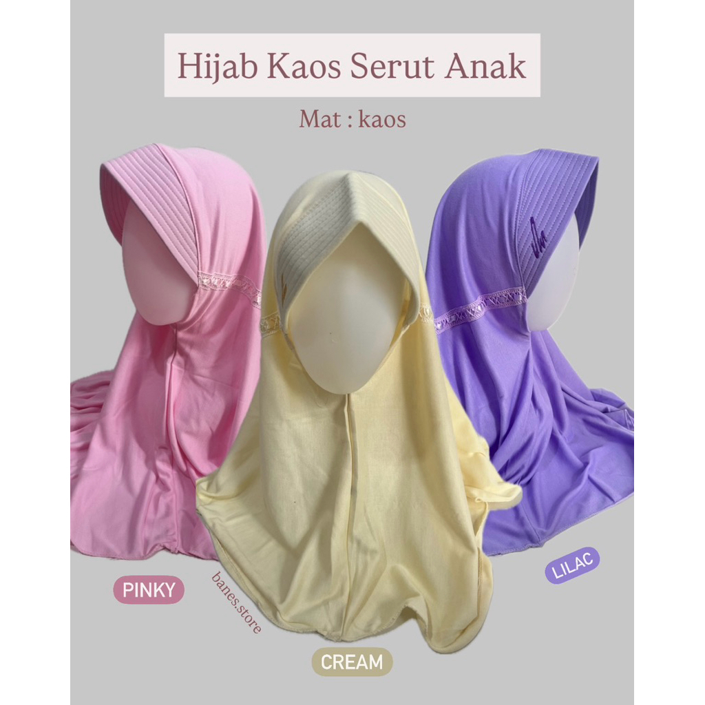 Hijab kaos serut anak jilbab kaos kids instan