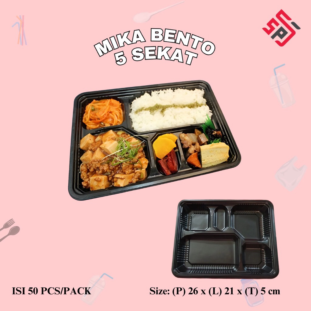 Mika Bento Sekat 5/Kotak Nasi Mika Sekat 5 isi
