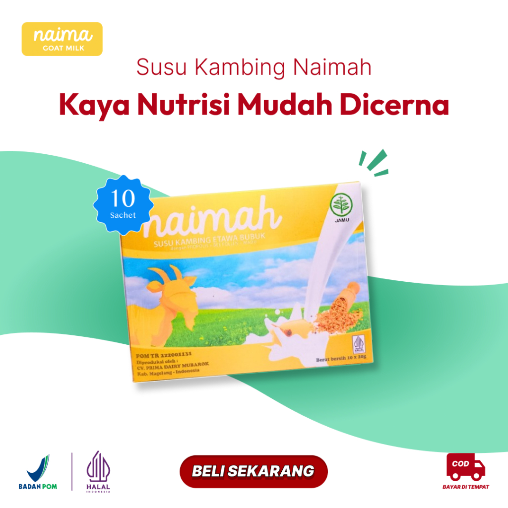 

Susu Kambing Naimah bee Pollen Plus Propolis Isi 10 Sachet