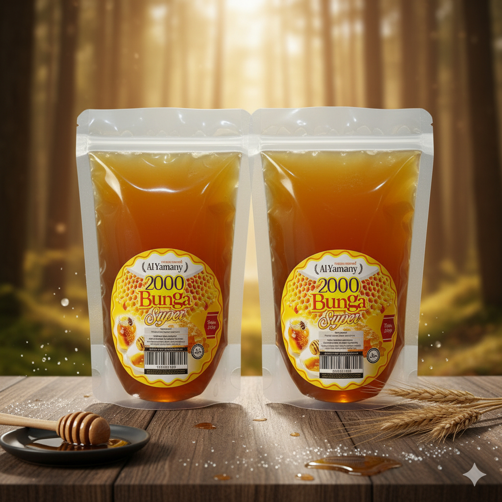 Madu 2000 Bunga Super Al Yamany  - Madu Nektar Bunga Liar Murni Multiflora Refill 1Kg / 0,5Kg
