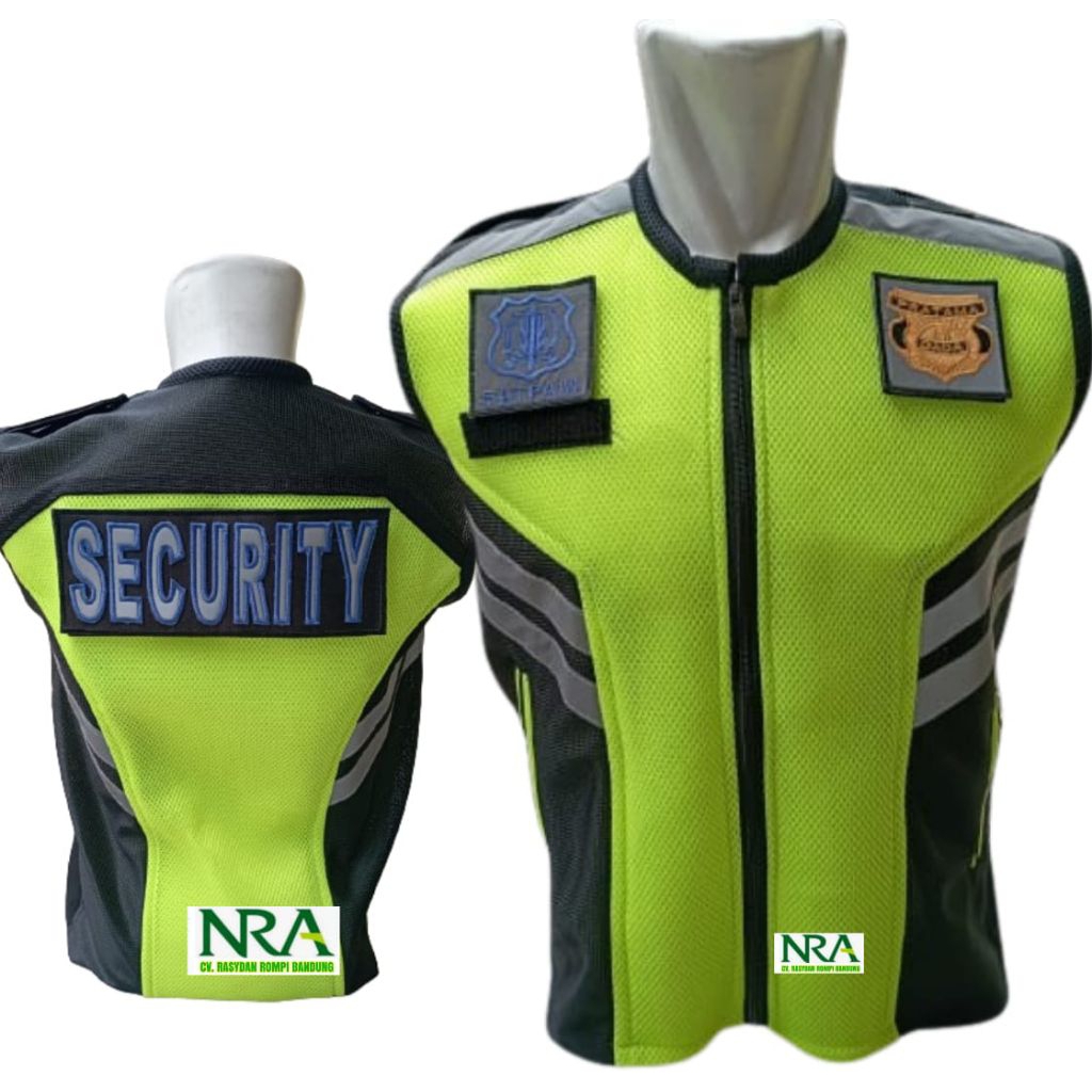 Rompi Security Warna Hitam Stabilo Gratis Nama | Cod | Rompi Security Satpam Bordir Premium Reflekti