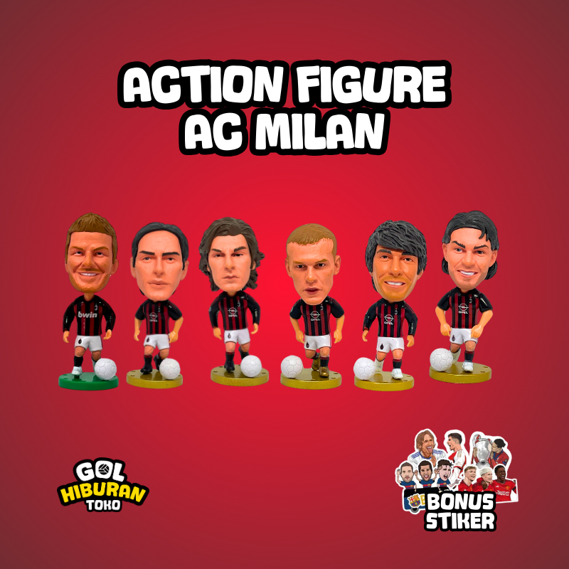 Action Figure Pemain Bola Soccerwe AC Milan Maldini Kaka Pirlo Shevchenko Inzaghi Beckham