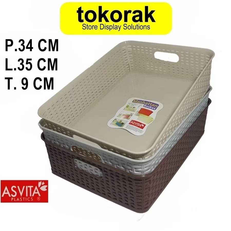 Asvita Manhattan Bk 285 Storage Basket Plastik Keranjang Segi Manhattan MEDIUM  24.5 x 15.3 CM - Bas