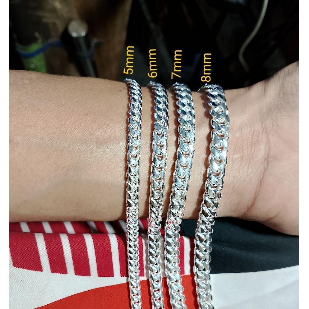 Gelang perak sisik naga pria wanita 5mm rapet ( perak asli murni )