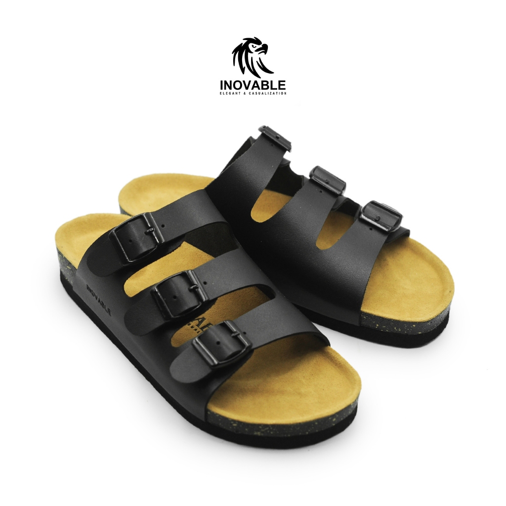Inovable Sandal Casual Pria Wanita |  Ringan Nyaman & Anti Slip - Khufra Black