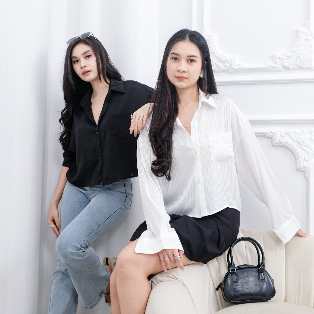 Tibby Crop Shirt / Shirt Satin / Kemeja Satin - GURLBUCKET